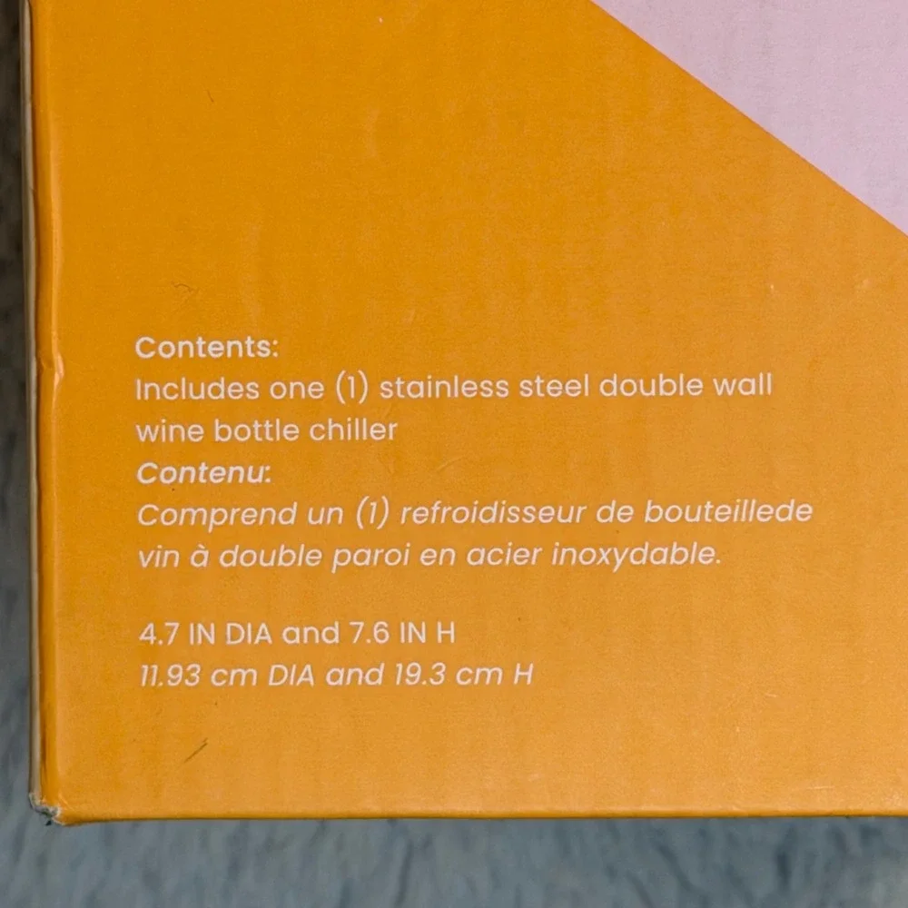 Society6 Mod Wine Chiller Double Wall Stainless Steel‎ Orange Tan New In Box